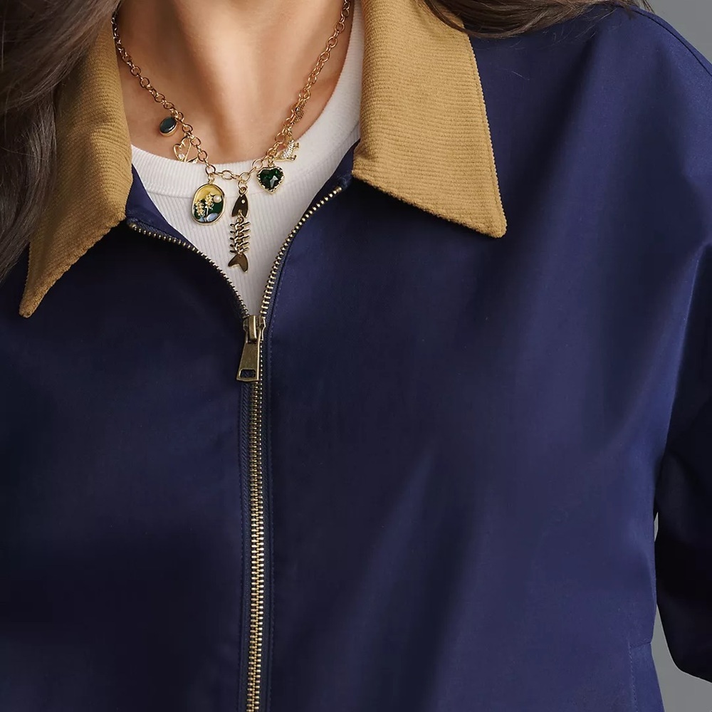 NWT Size L-Anthropologie The Rylie Bomber Jacket by Pilcro in Navy (NWT US$ 158) - Picture 5 of 16